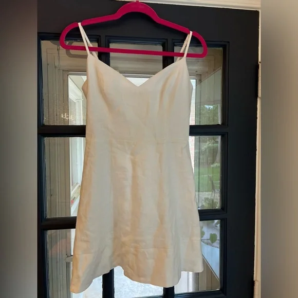 Reformation White Linen Mini Dress Size 4 - Picture 3 of 8